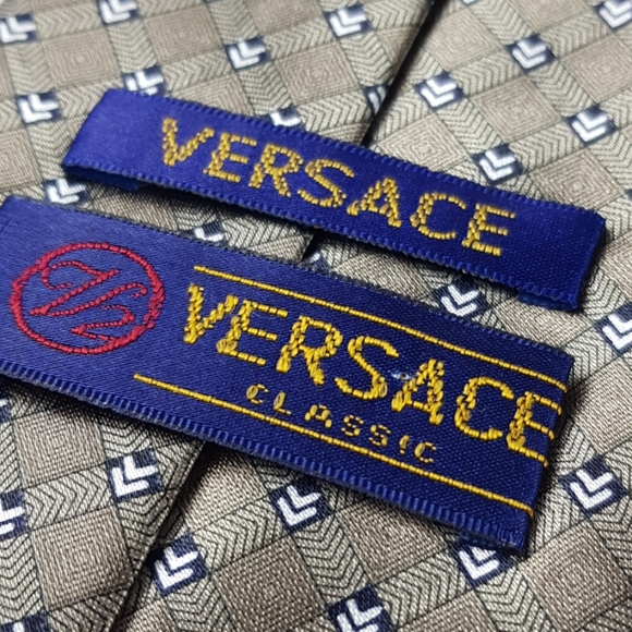 Versace classic V2 silk tie gray arrow square - Picture 4 of 6